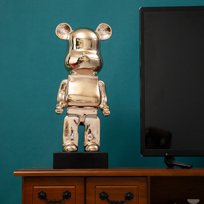 bearbrick暴力熊积木熊潮玩公仔手办卡通摆件电镀客厅摆件