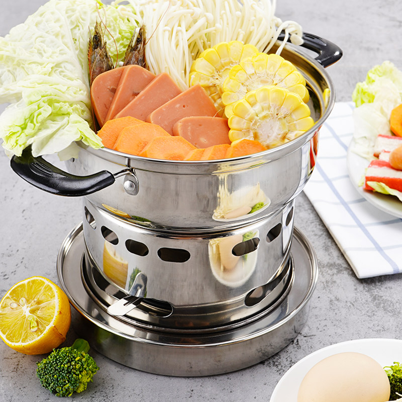 酒精不锈钢加厚炉小火锅液体固体户外家用学生火锅