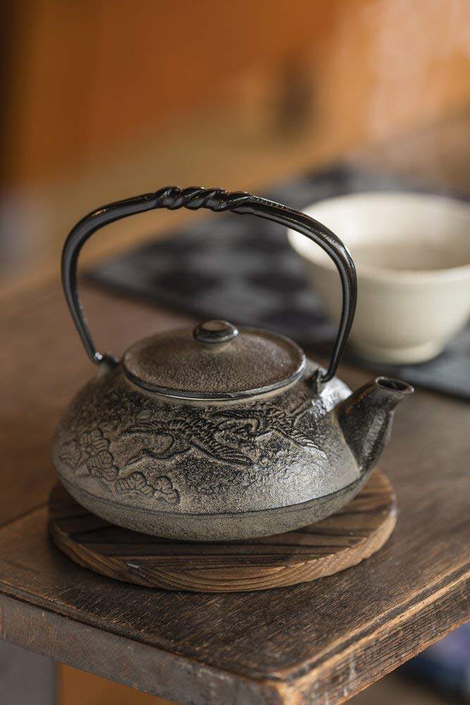 日本池永鉄工南部铁器松鹤饰纹铁壶铁瓶055l国内茶壶