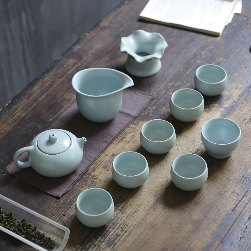 高档陶瓷礼品汝瓷茶杯茶壶盖碗茶盖碗办公汝窑功夫茶具