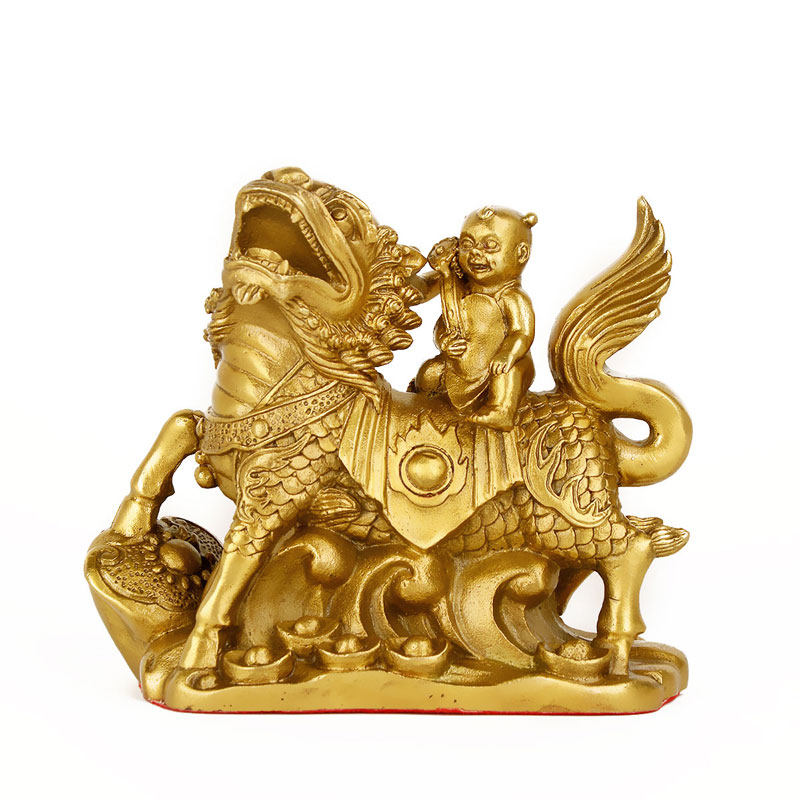 麒麟全铜送子摆件一对金童玉女卧室装饰品家居创意摆件