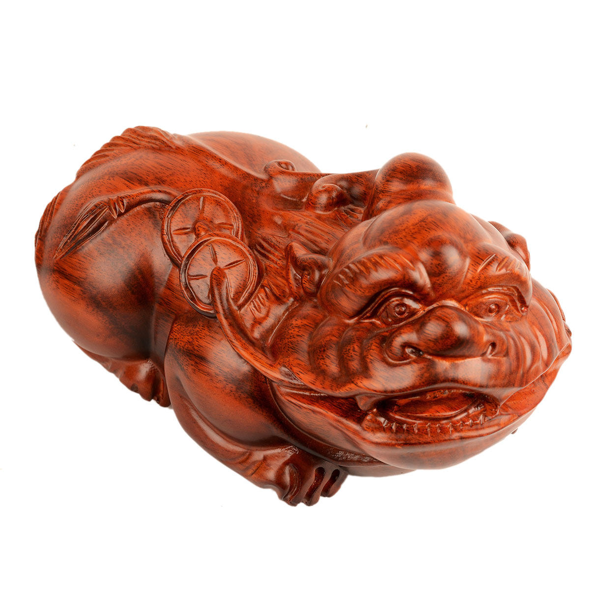 风水阁桃木貔貅摆件一对实木皮丘家居家居装饰装饰品摆件