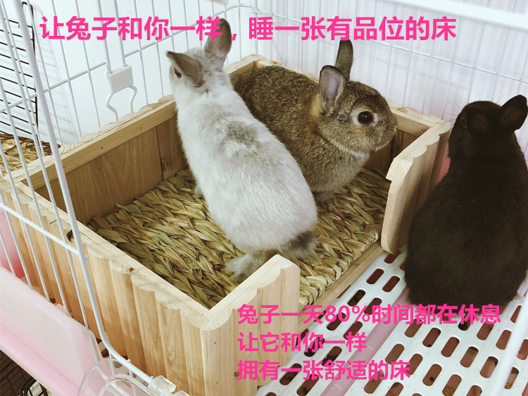 兔子龙猫豚鼠保暖睡床 一年四季可用草垫产箱草架木质房子荷兰猪