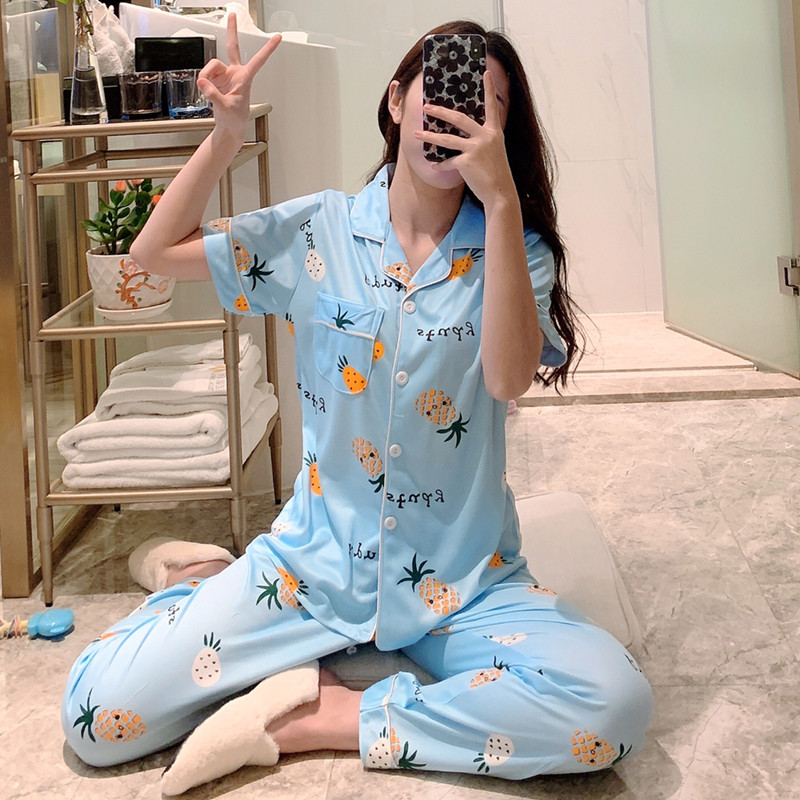 睡衣夏季薄款纯棉短袖少女女士夏天甜美可爱睡衣