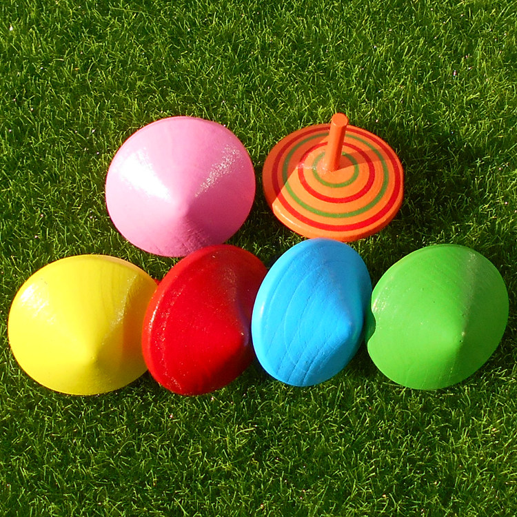 陀螺彩色手动旋转幼儿园教具小玩意男女女孩子传统陀螺