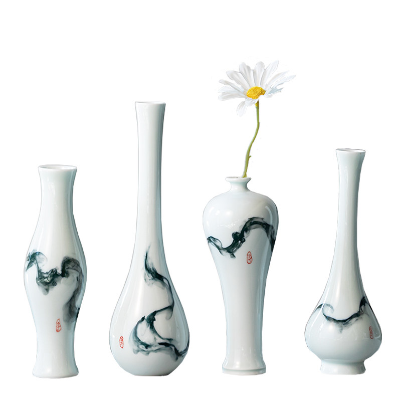 水墨陶瓷礼物乔迁婚庆花瓶小花摆件装饰简约花瓶