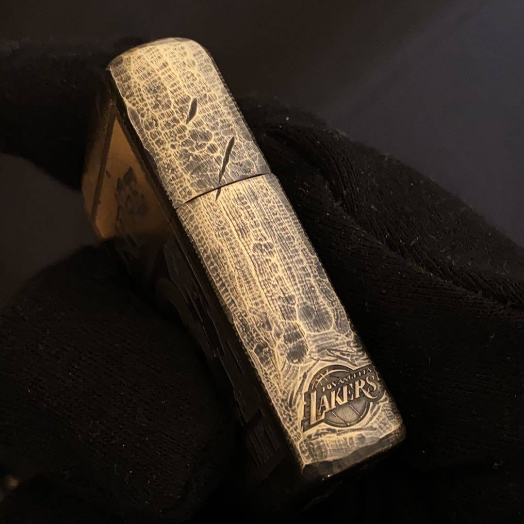一送zippo正版火机湖人科比纪念纯铜手雕收藏zippo