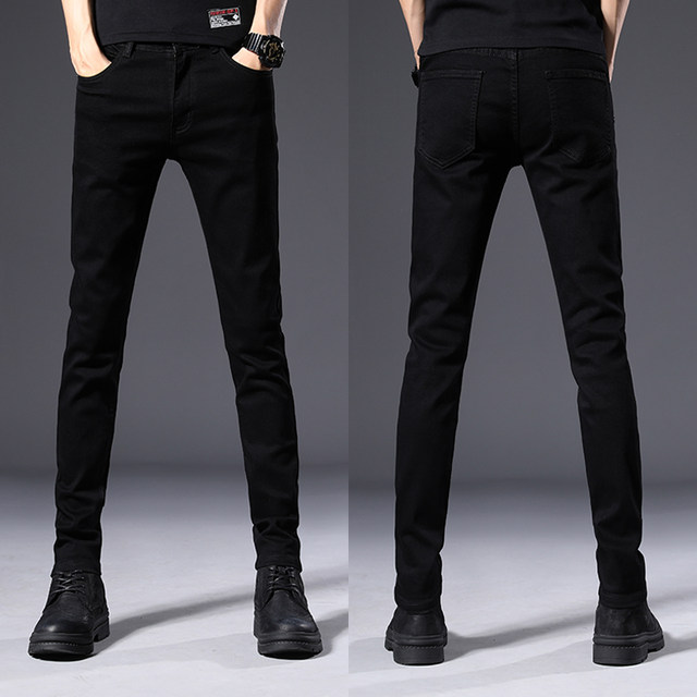 Spring and autumn new high-end stretch smoky gray jeans men's trendy brand foot pants Korean men's small straight trousers trend Spring and autumn new high-end stretch smoky gray jeans men's trendy brand foot pants Korean men's small straight trousers trend