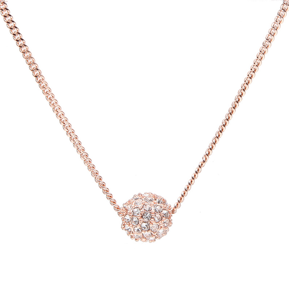 折扣扣好givenchy纪梵希玫瑰金色球形碎钻女士简约项链