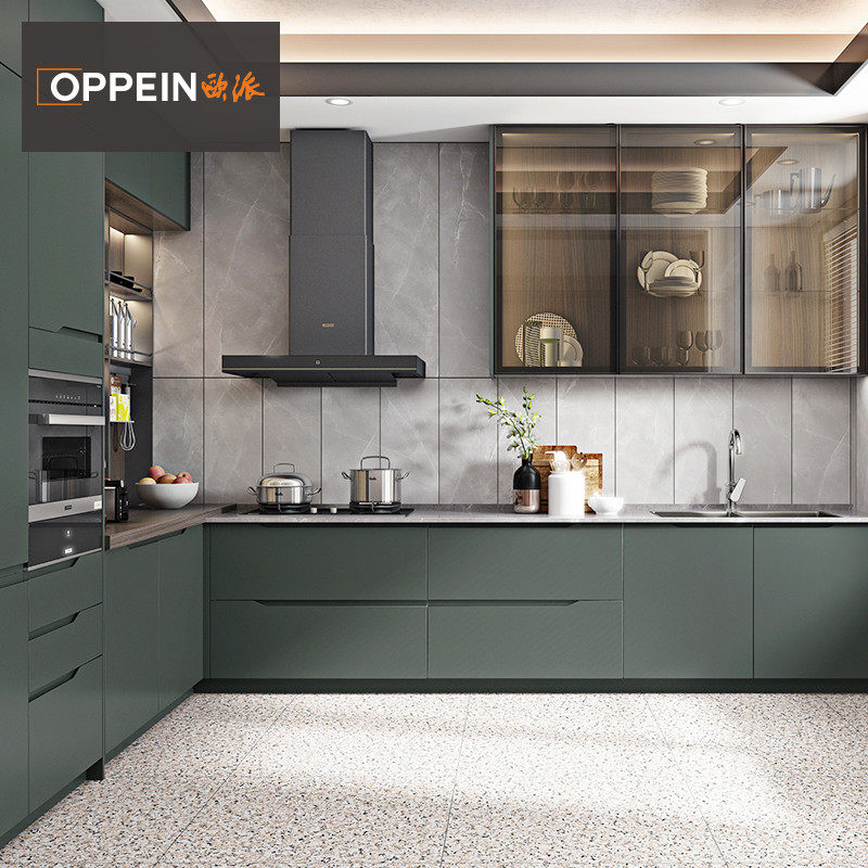 欧派石台面厨柜厨房台面石英橱柜19800灶台组装整体厨柜