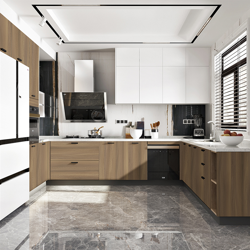 欧派厨柜现代石现代石英组装橱柜家用一体灶台整体厨柜