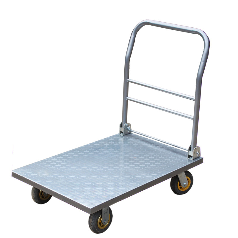 平板车手推车搬运静音拖车加厚折叠家用拉货钢板平板手推车