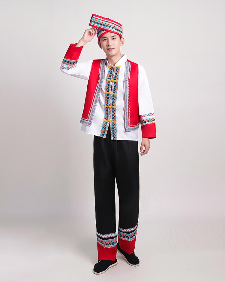 新款畲族少数民族服装男士舞蹈男生合唱歌舞表演舞台民族服装
