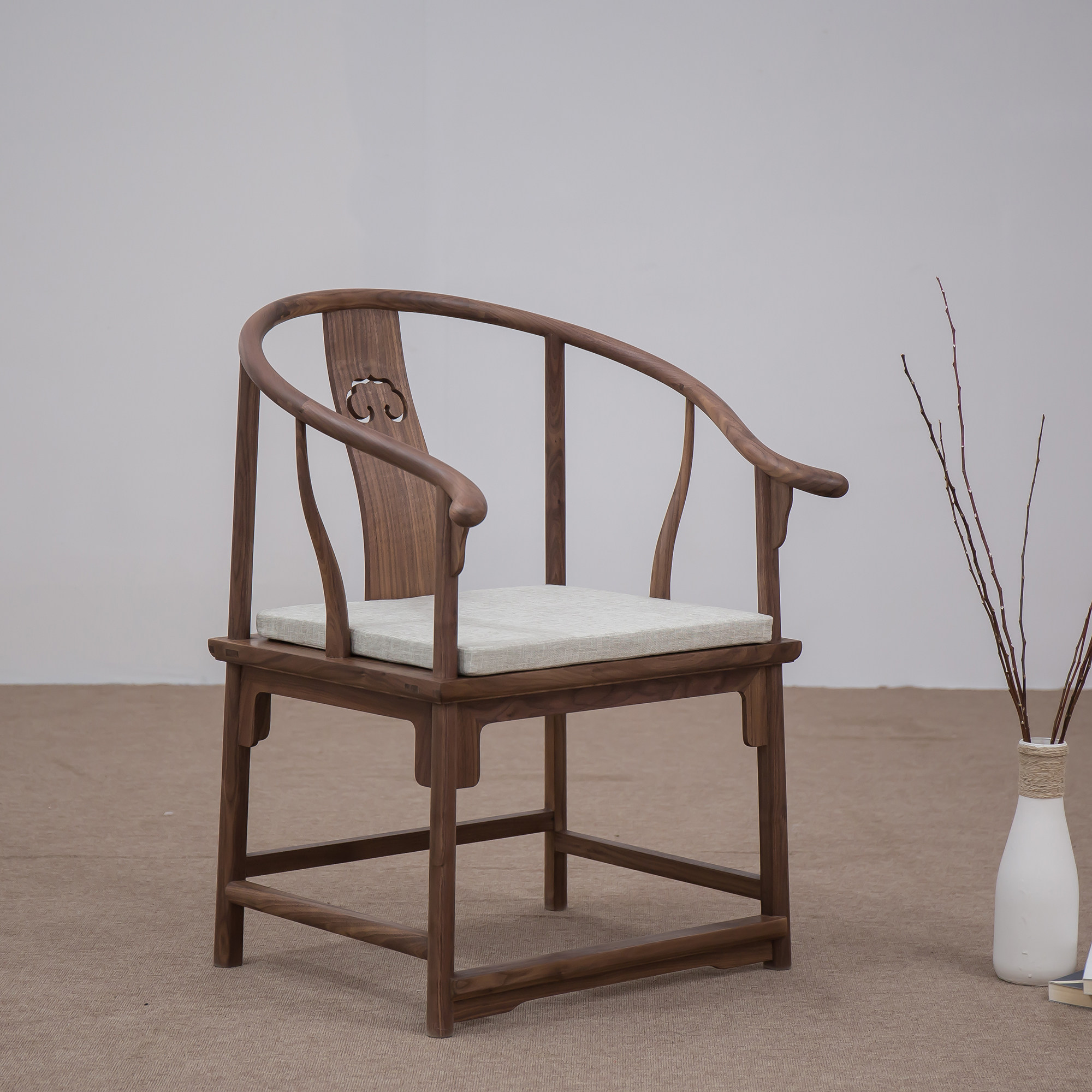 桓舍精品明式休闲椅椅子中式实木新中式茶椅餐椅圈椅