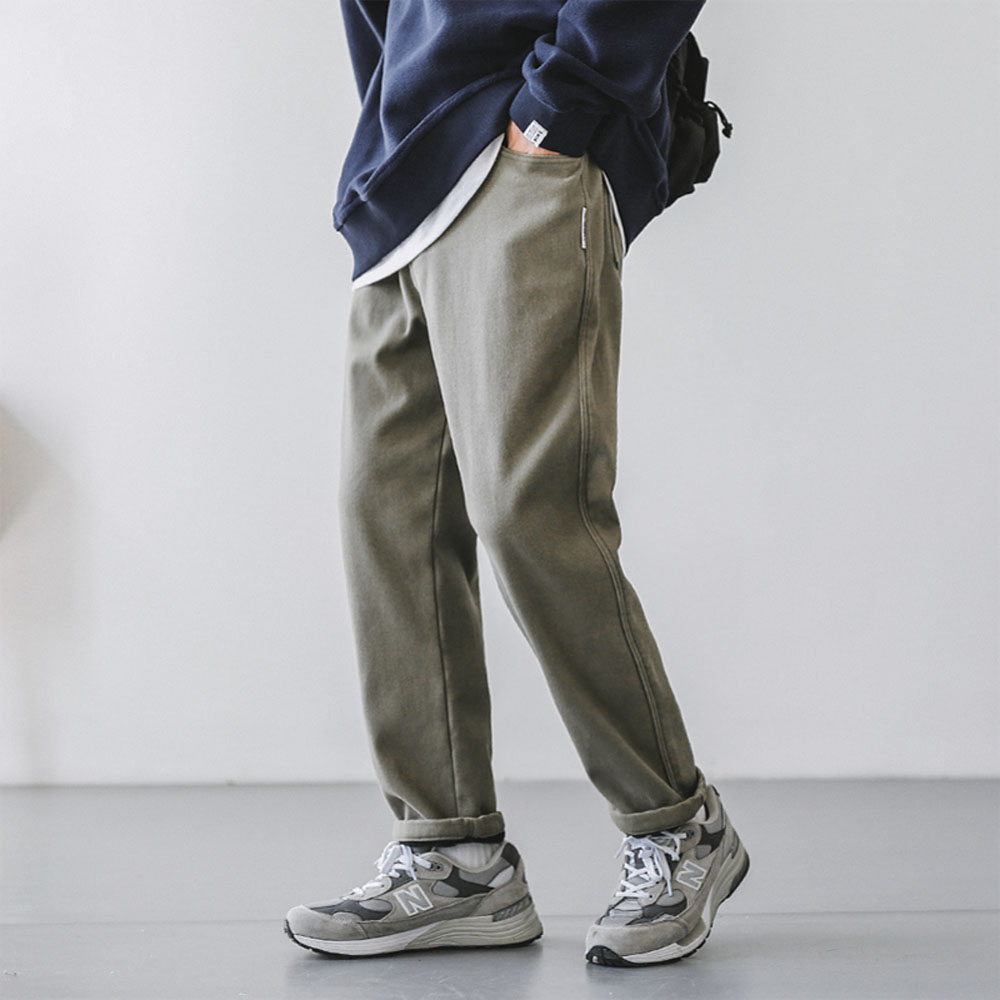 加绒微弹嘿马七作原创日系秋冬季男士潮牌休闲裤子情侣裤直筒长裤