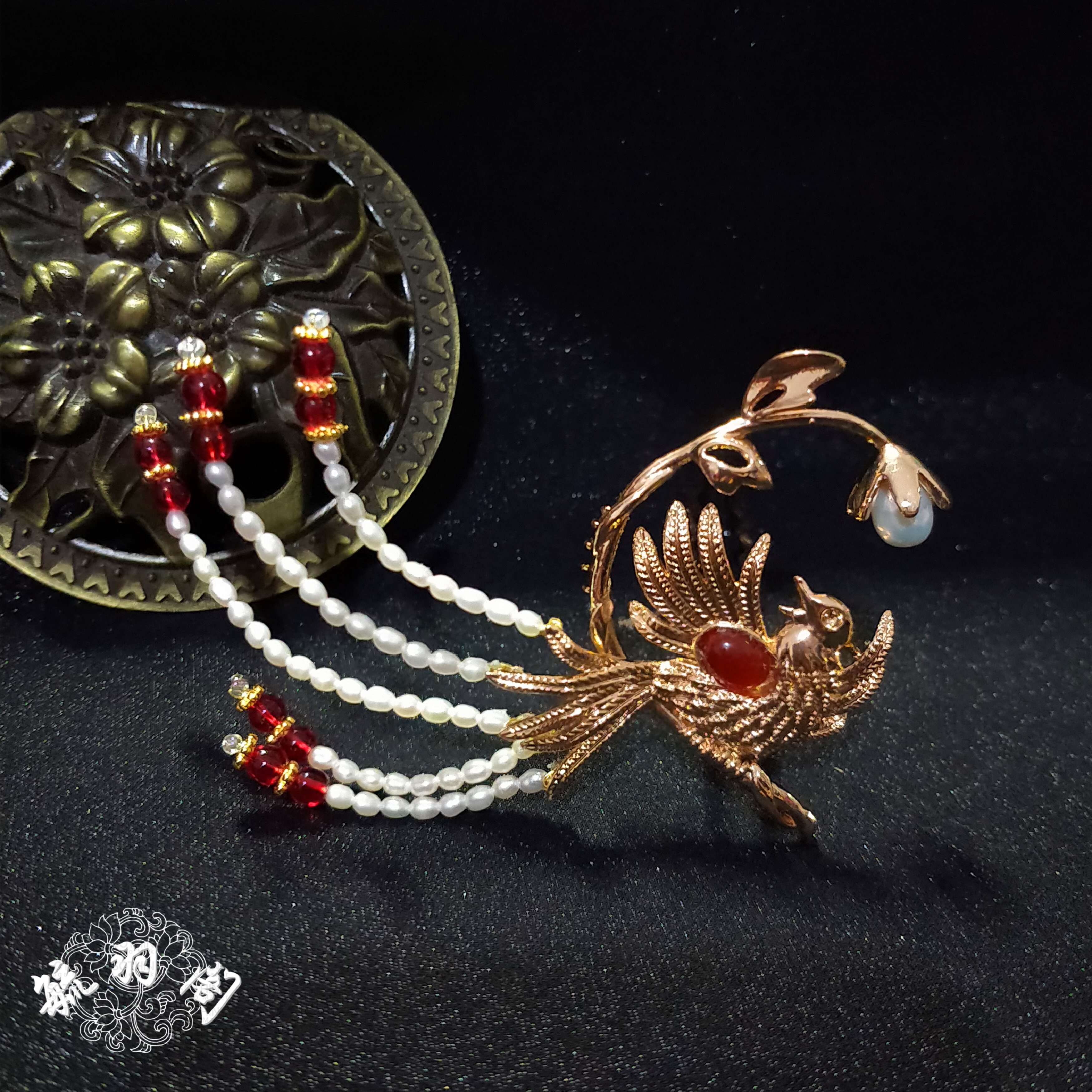 毓羽阁原创汉服凤钗古典头饰珍珠发钗王熙凤偏凤发饰