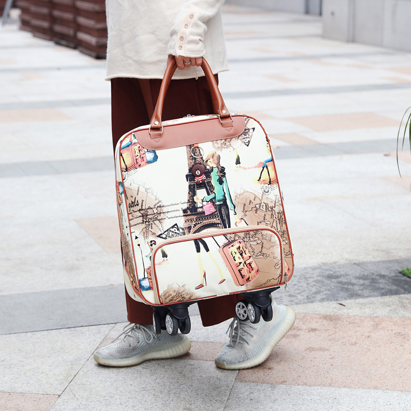 韩版pu大容量万向拉杆包包万向行李折叠旅行包手提旅行袋