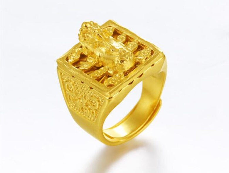戒指越南沙金24k黄金霸气男士3d招财貔貅戒指
