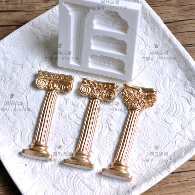 模具欧式罗马柱翻硅胶巴洛克建筑主题佩斯z102烘焙模具
