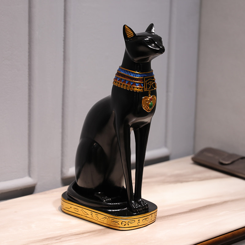 招财猫埃及猫神电视柜纪念品装饰品黑白白猫客厅酒柜摆件