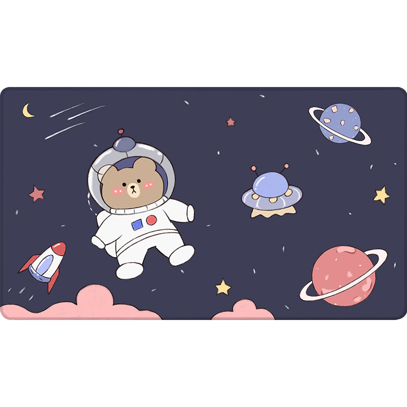 原创太空小熊大号鼠标垫可爱卡通少女书桌办公鼠标垫