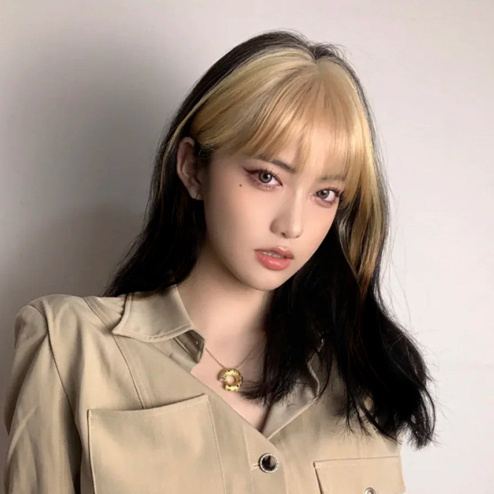 lisa同款金色漫画刘海假发女隐形圆脸齐刘海染自然发际线补发贴片