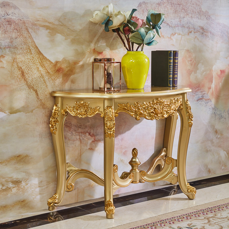 玄关欧式实木门厅入户半圆进门端景台走廊靠墙玄关台