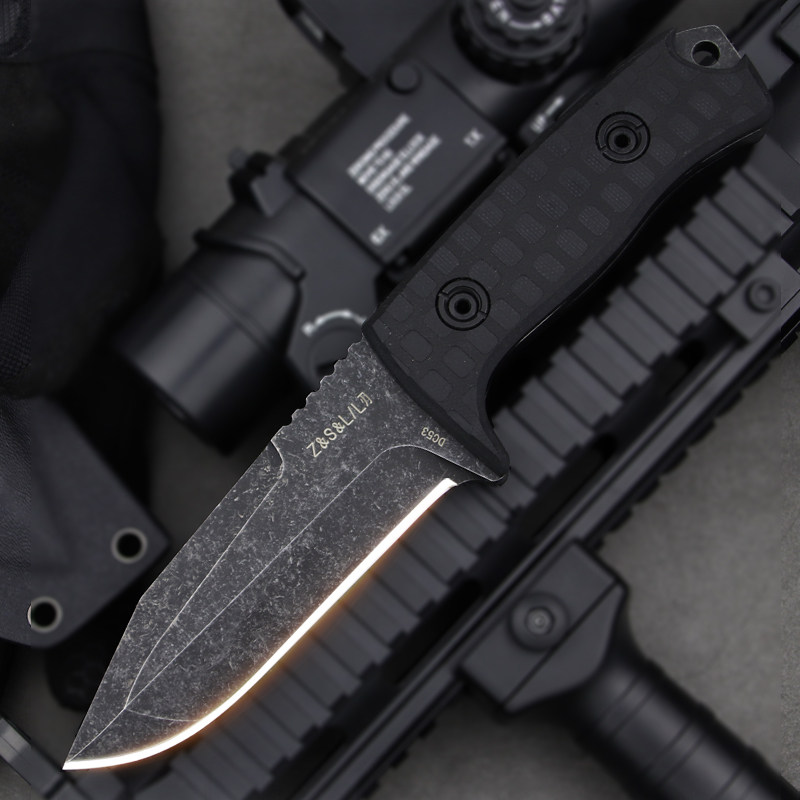 户外百炼冷刃dc53直刀6mm厚重重型刀具防身其他户外刀具