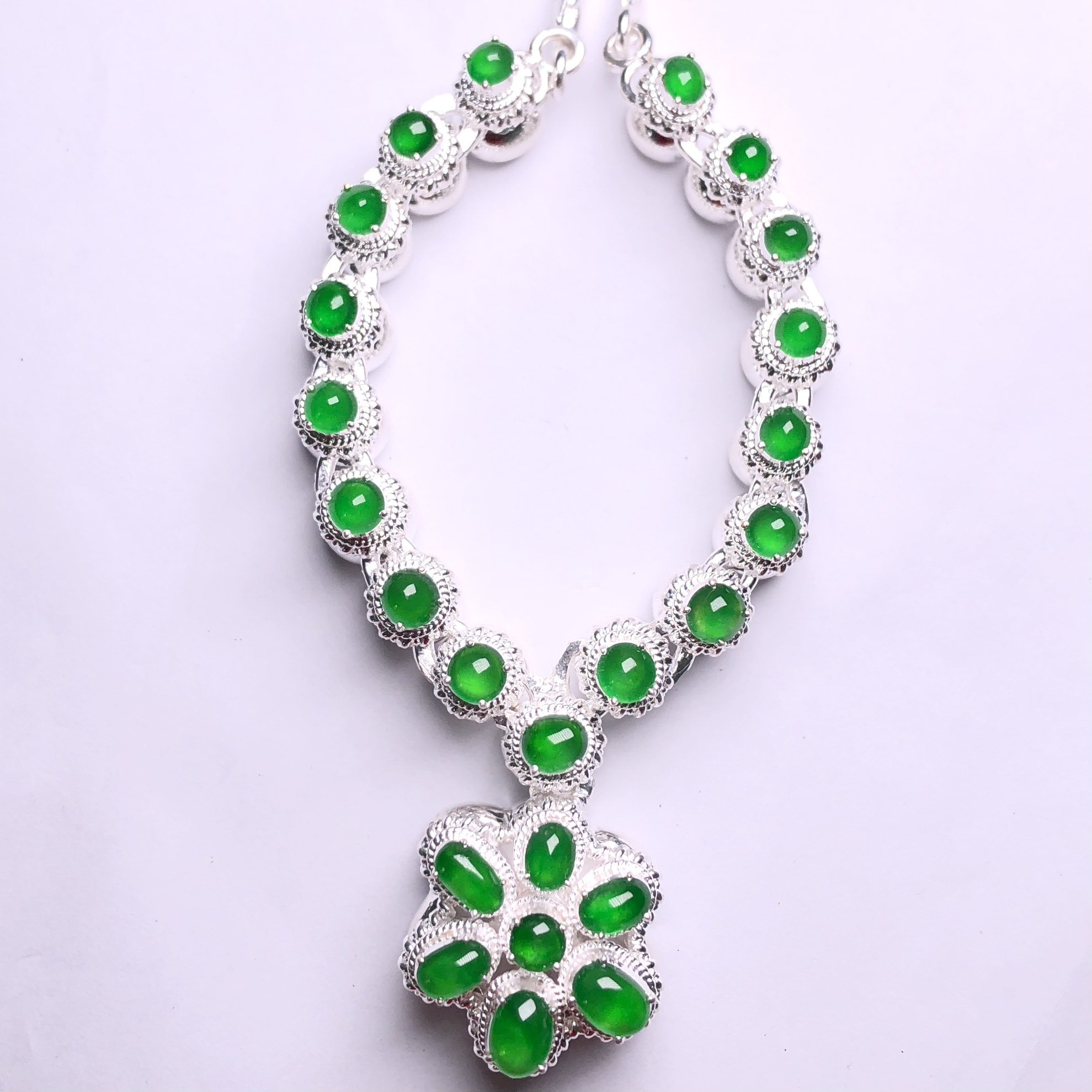 代购套链项链蛋面绿色光阳冰种起直播翡翠天然其他