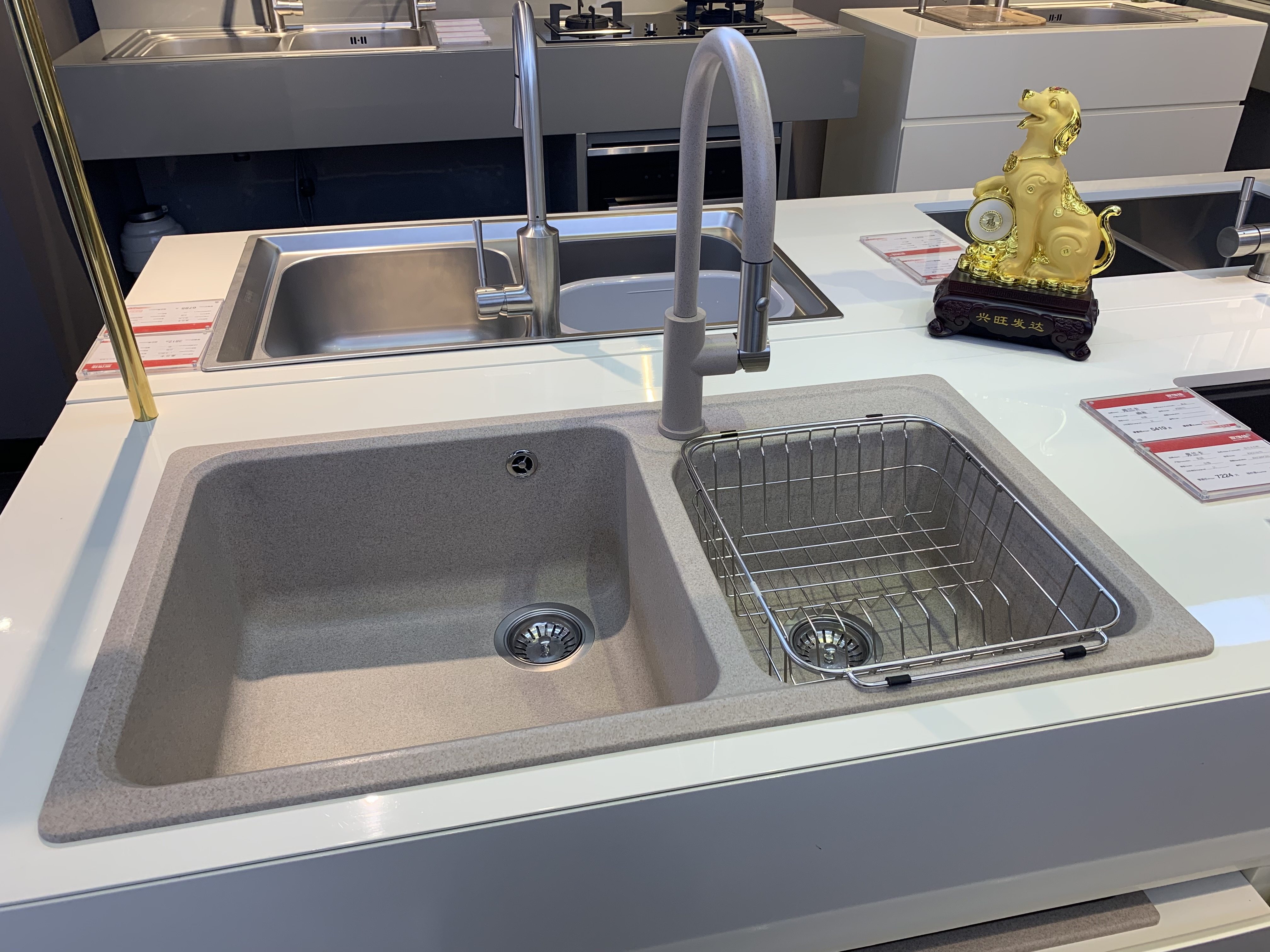 瑞士franke弗兰卡英国进口花岗岩双槽碗台上石英石水槽水槽套餐