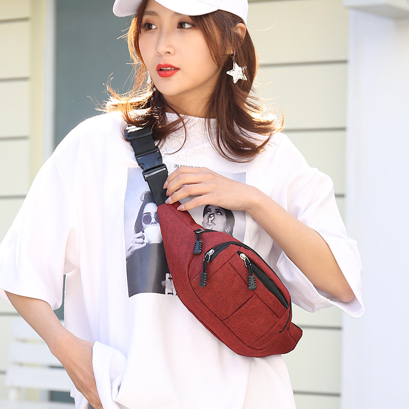 腰包新款女士单肩胸前包韩版休闲包时尚百搭牛津女士包袋