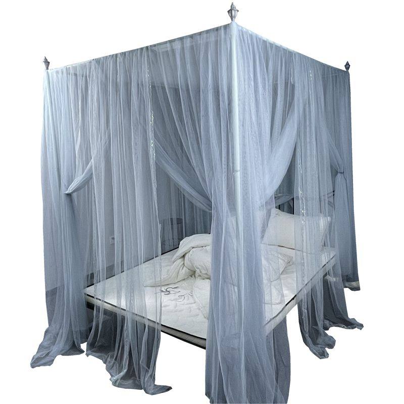 蚊帐新款白灰色1米灰色18m15家用简约双人支架蚊帐