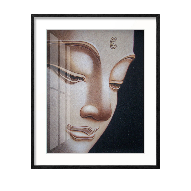 佛像挂画装饰画玄关走廊瑜伽馆茶室释迦牟尼侧脸佛头画像壁画