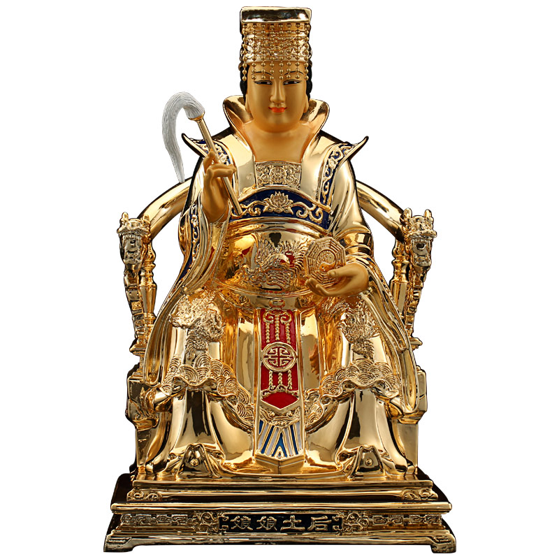 台湾鎏金纯铜后土娘娘神像后土娘娘大地之母道教地母娘娘神像摆件