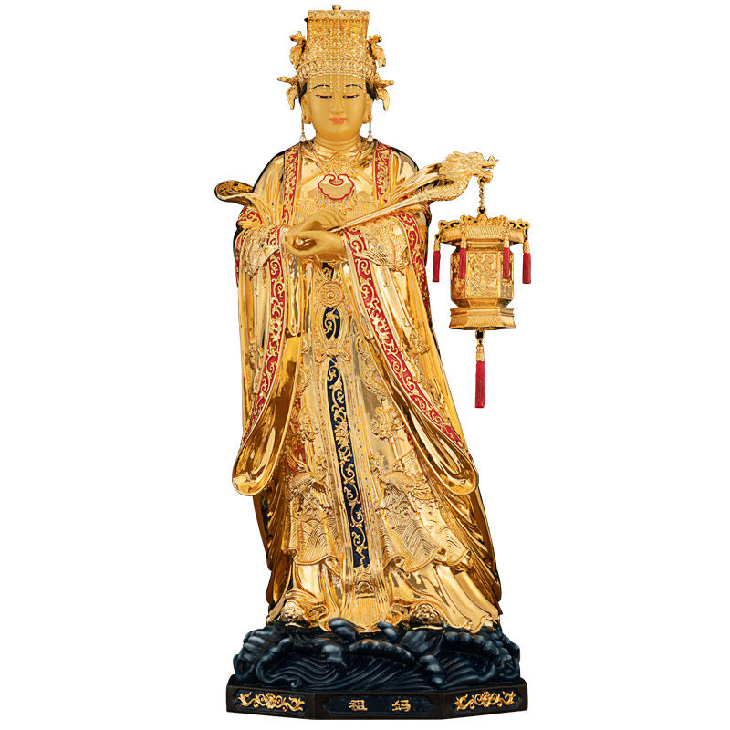 娘娘海神台湾鎏金纯铜妈祖神像天上圣母天妃摆件