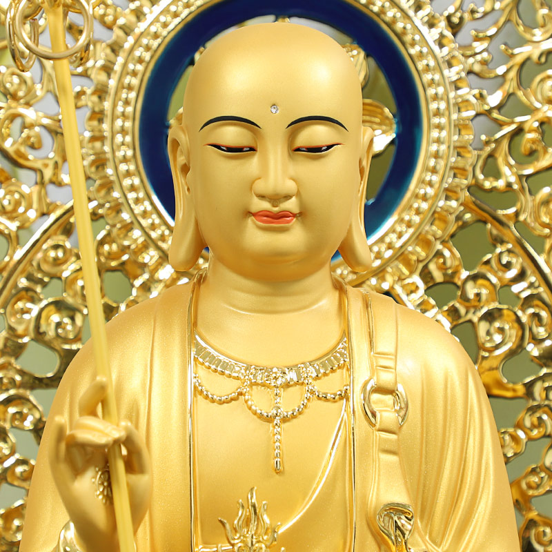 台湾86厘米鎏金纯铜地藏王佛像家用供奉九华山地藏王菩萨站像铜像