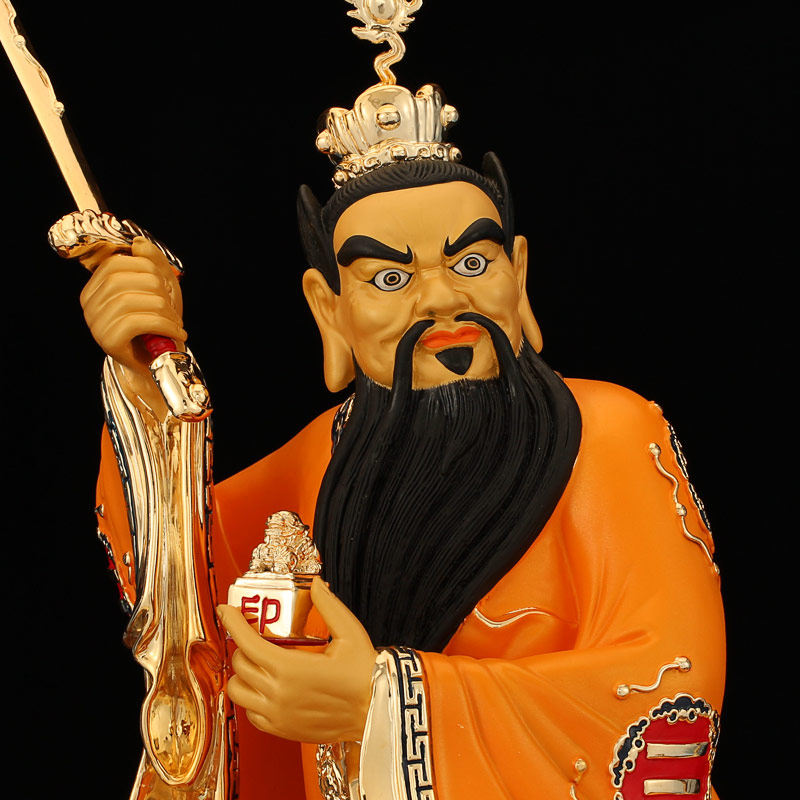 天师神像台湾骑虎张道陵供奉鎏金张天师虎山龙虎山摆件