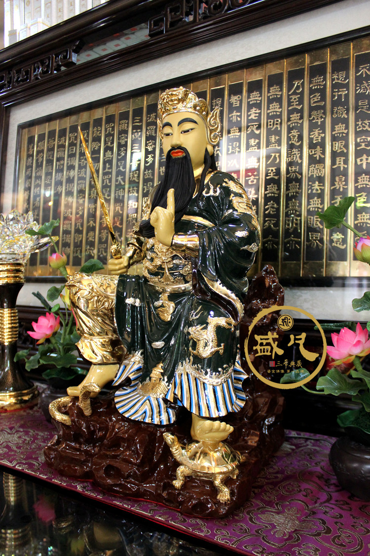台湾纯铜鎏金北帝玄天上帝真武大帝帝君道教神像北极真君玄武大帝