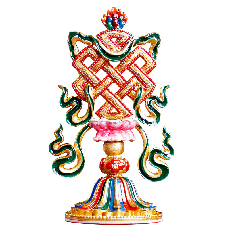 尼泊尔纯铜彩绘八吉祥组合吉祥八宝供品小号密宗摆件