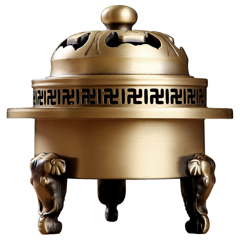 纯铜圣象三足烟供盘施食藏式耐高温多功能火供药供香薰炉