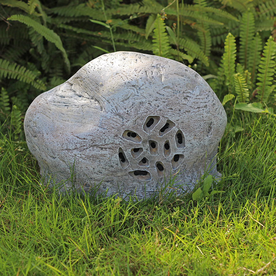 户外背景小区仿石花园公园喇叭音箱福寿音响工程解决方案