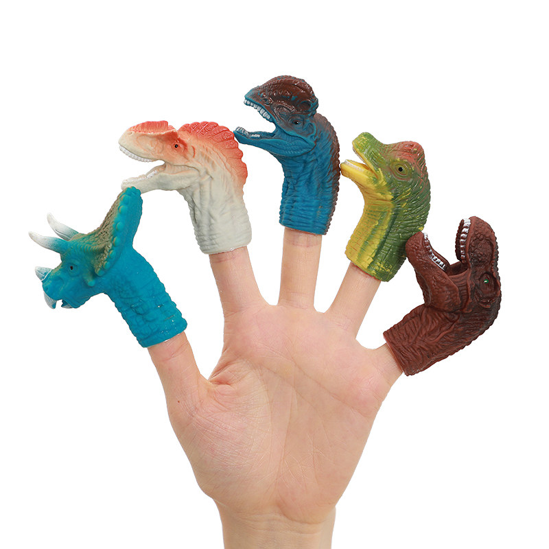 手指恐龙玩偶小卡卡通硅胶软胶动物亲子互动仿真