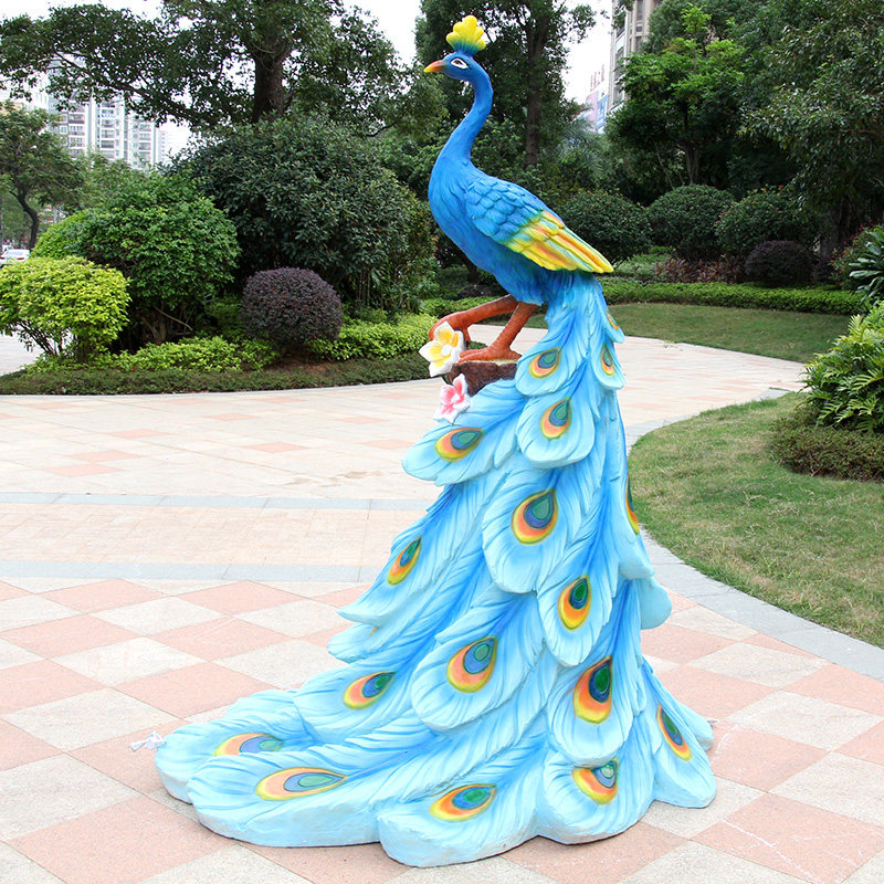 园林玻璃钢孔雀雕塑户外仿真动物花园小品庭院摆件