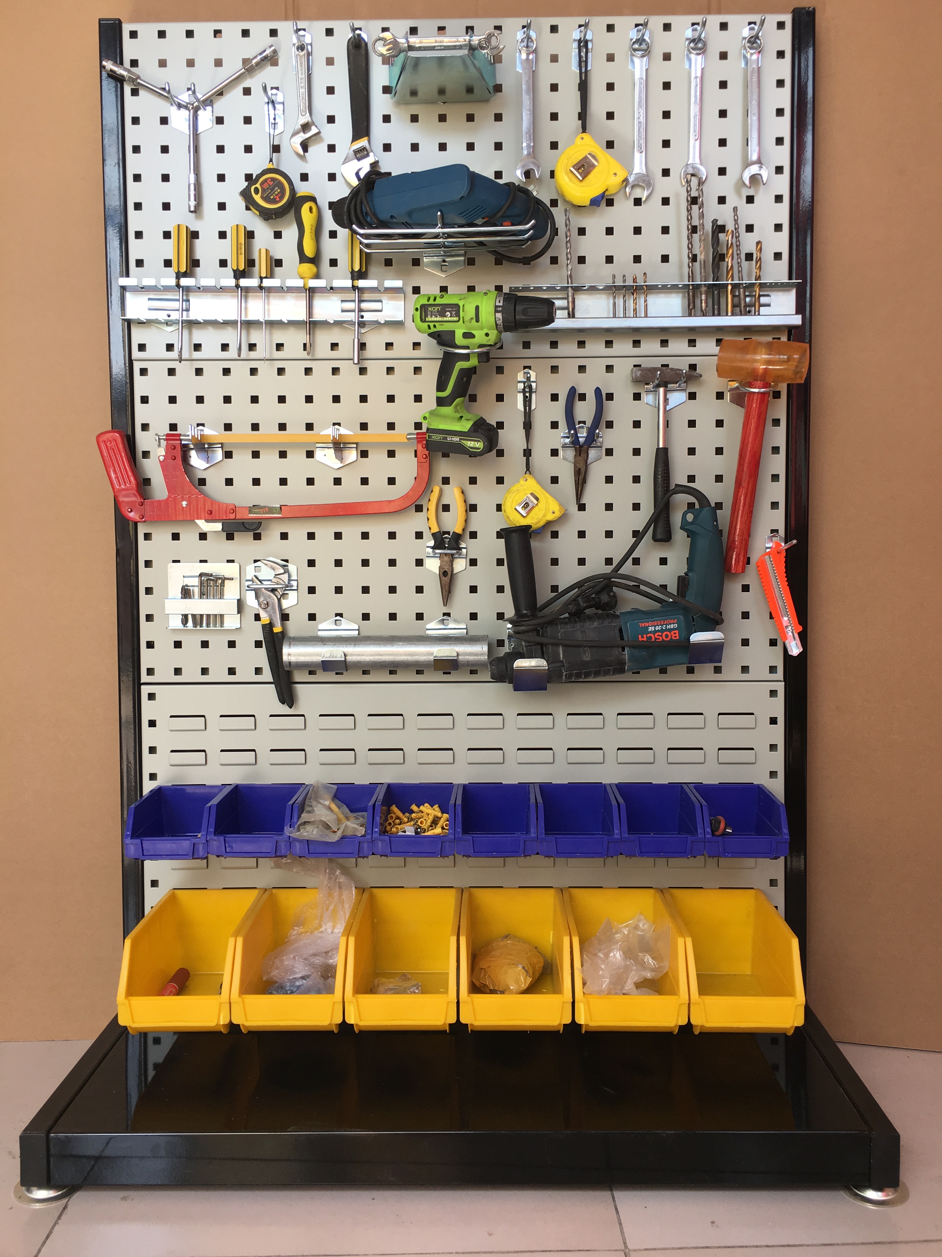 五金五金工具工具架收纳展示架方孔挂板物料架车间移动五金工具货架