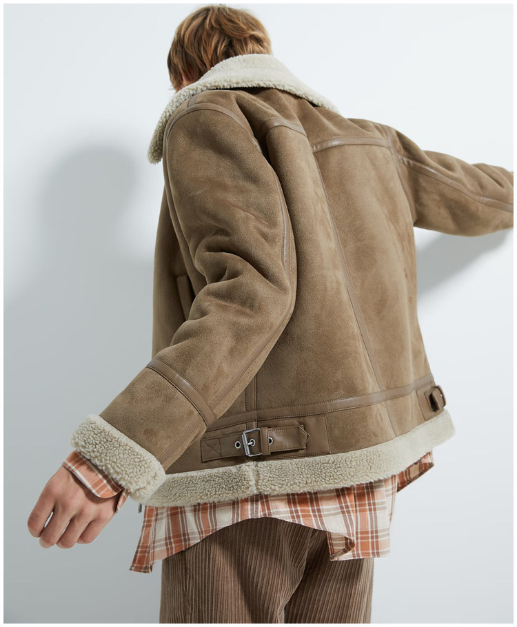 za6318上衣羊绒皮草麂绒人造外套男装毛外套夹克