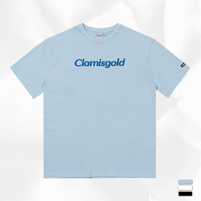 Clamisgold国潮牌logo印花街头休闲纯色圆领宽松短袖t恤男女情侣