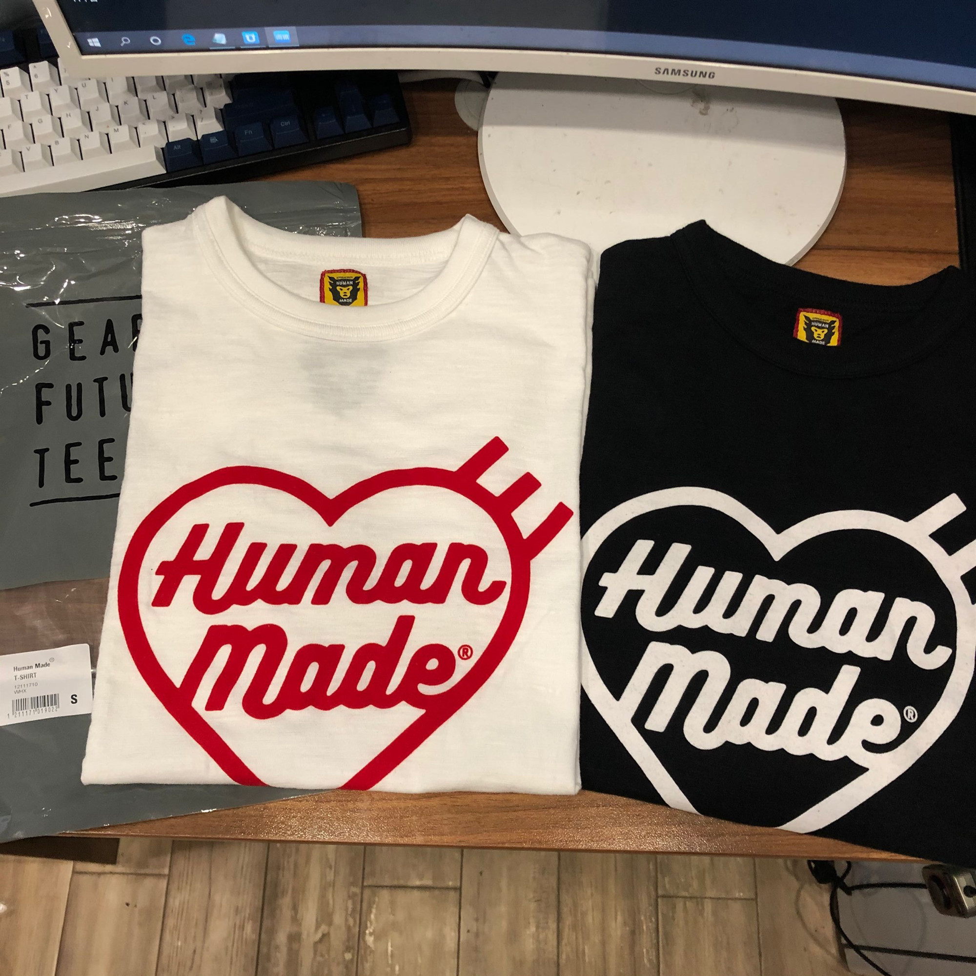 Nigo Human Made植绒爱心竹节棉短袖tee日系男女情侣款潮流T恤