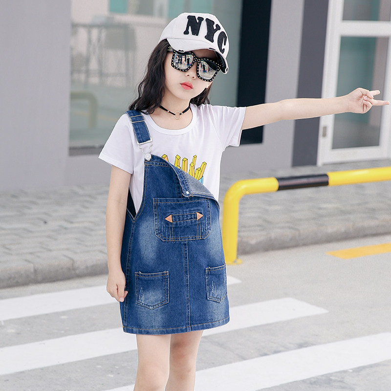 牛仔女孩连衣裙2020新款韩版儿童春夏中大童牛连衣裙