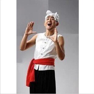 毛巾演出白色阿宝游击队服装头巾农民陕北舞蹈毛巾