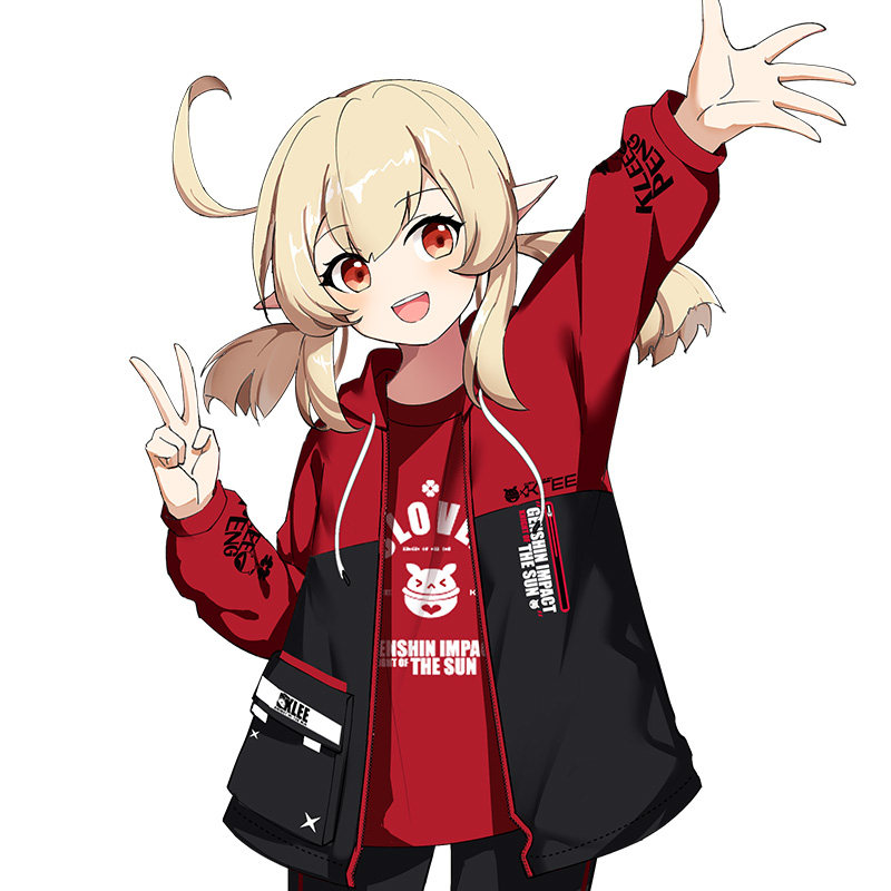 杰克前沿动漫周边可莉撞色束口袖外套二次元长袖打底动漫t恤